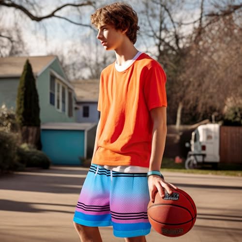 Funnysoft Baseball Mesh Shorts for Boys Small Multicolor - Crayon Mesh Shorts with Side Pocket