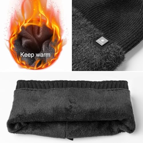 Soft Knitted Cuffed Beanie Hat with Warm Lining - Navy