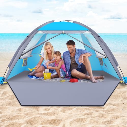 Happy Travel Sky Blue 3-Person Beach Tent with UPF 50+ UV Protection & Ventilation