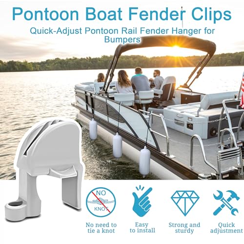 Cendasun Silver 6 Pack Pontoon Boat Fender Clips - Square Rail Docking Hangers