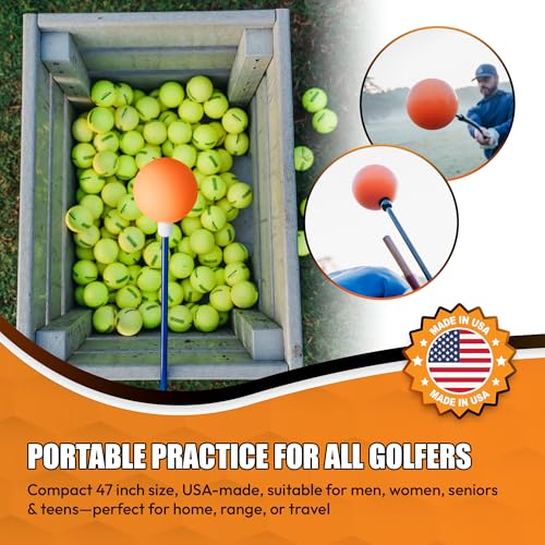 Golf Swing Trainer Aid - Full-Size 47" Orange Whip for Rhythm & Balance