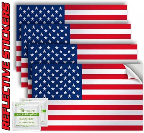 USA Flag Stickers - Pack of 4 Vinyl Decals 4" x 2.5" - Full Color
