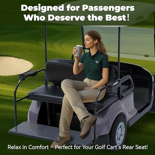 Golfcozer Black Cup Holder & Armrest for Golf Cart – Universal Fit, Waterproof, Tool-Free Installation