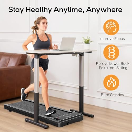 Portable Under Desk Treadmill - Compact Quiet Walking Pad - Black