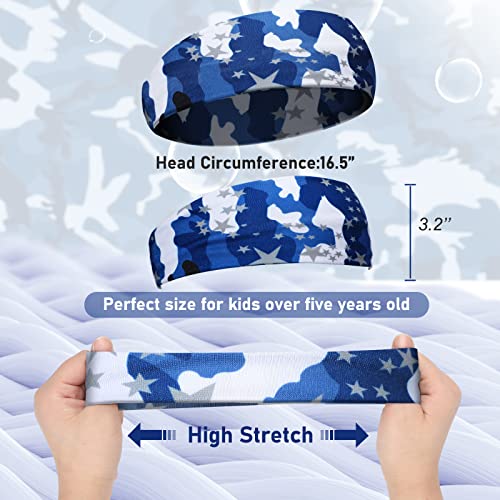 Boys Elastic Headbands - 4 Pcs Camouflage Color Set