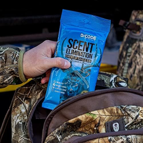 Scent Elimination Dryer Sheets for Hunting Gear, Unscented, 24 Count