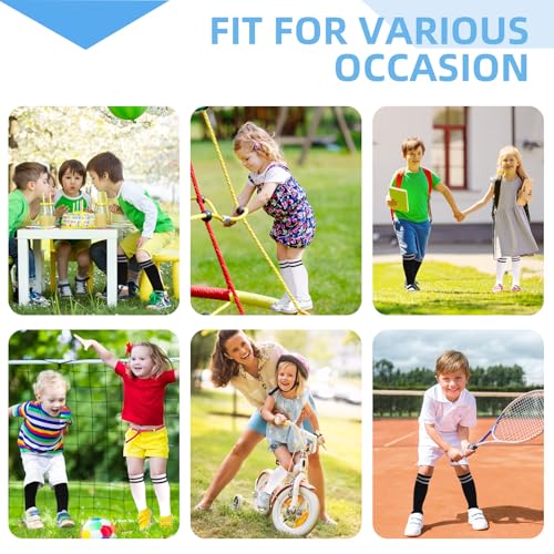 Kids Football Socks - 2 Pair Solid Black, Breathable Sports Socks for Ages 4-8