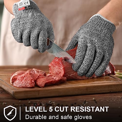 Hercicy 12 Pairs Cut Resistant Gloves Level 5 Protection Safety Cutting Kitchen Cuts Gloves for Chefs Garden