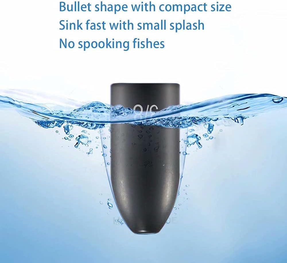 Tungsten Bullet Fishing Weights by [Brand Name] - 12 Pack Insert Free Worm Sinkers | 1/8 to 1/2 oz Sizes