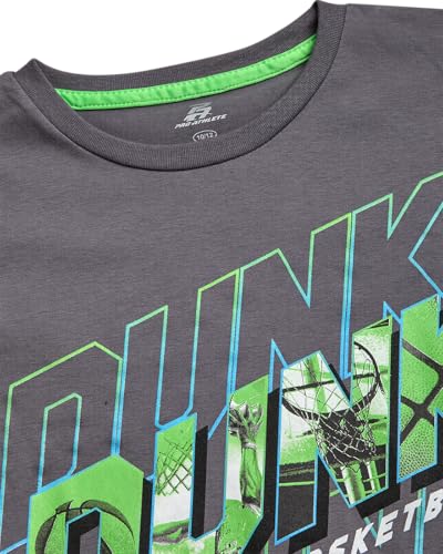 Boys Athletic T-Shirt - Soft Cotton Blend Graphic Tee - Grey Dunk / Size 8