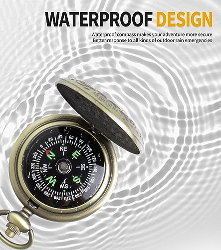 Waterproof Zinc Alloy Vintage Keychain Compass for Kids & Scouts