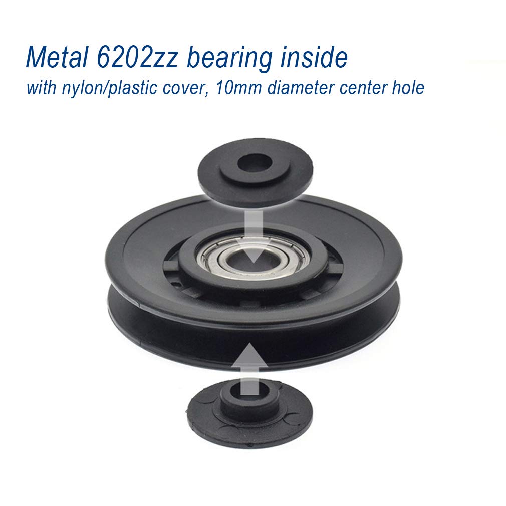 Zepofit Pulley Wheel Bearing Universal Wearproof Nylon Pulley for Gym Cable Machine LAT Pulldown Attachment Smith Machine Parts Door Garage Barn Weight Lifting System Replacement