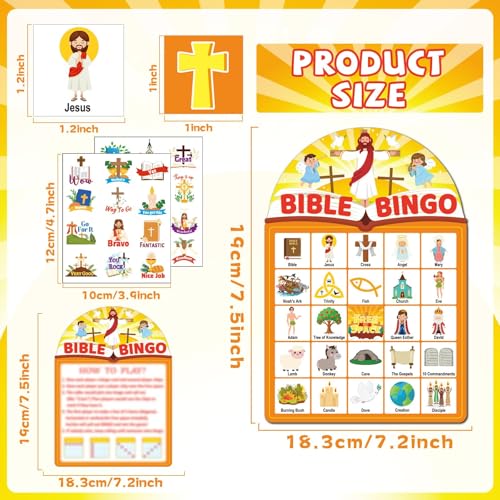 Bible Theme Bingo Game for Adults - Christian Party Game with Reward Stickers - 39 Pcs