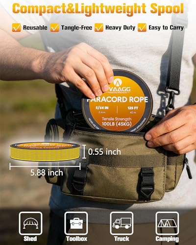 2mm Reflective Paracord Rope - Yellow, 125FT Micro String Cord