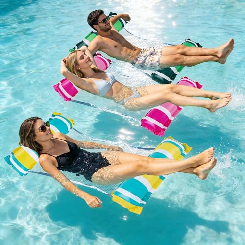 Inflatable Pool Float Hammock 4-Pack - Water Lounge & Sunbathing Float