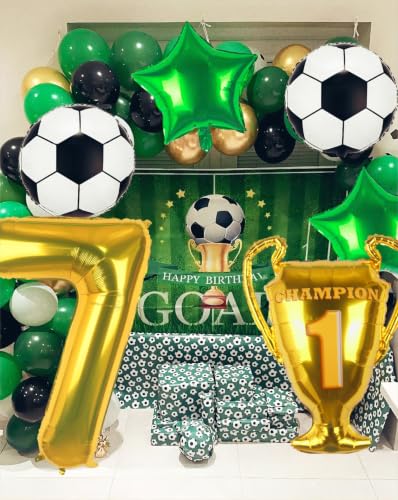 Gold Trophy Balloon Set - Soccer Party Decorations