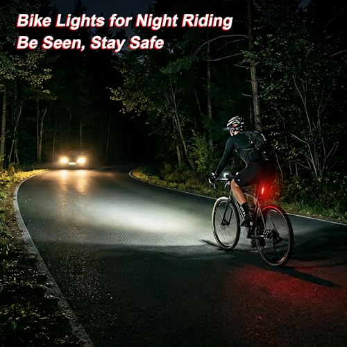 USB Rechargeable Bike Light Set - Bright LED Front & Rear Lights with 4 Modes