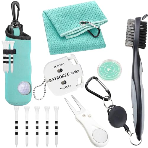 Karamagic 11-Piece Golf Accessories Kit with Light Green Golf Ball Bag & Essentials