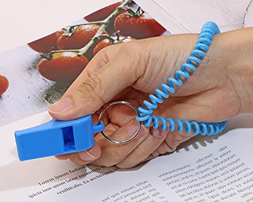 Loud Plastic Sport Whistle Set with Stretchable Wrist Keychains - 6 Colors