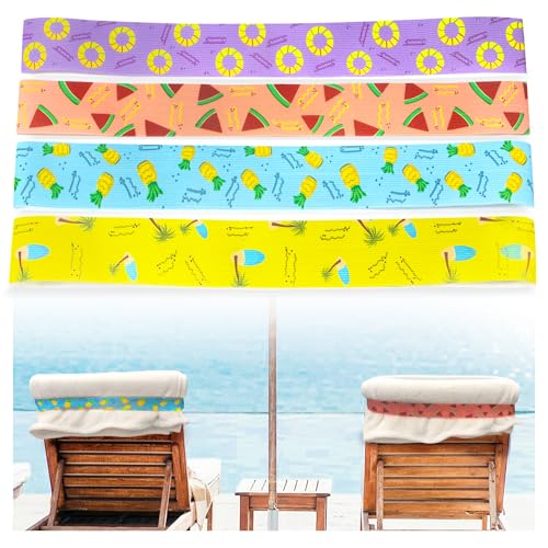 Beach Towel Bands - 4 Pack Elastic Towel Holders for Chairs