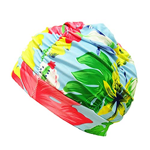 Pleated Swim Cap for Long Hair - Non-Waterproof Bathing Cap