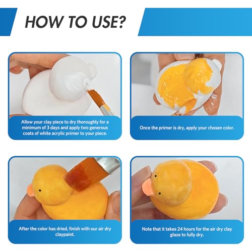 Air Dry Clay Varnish, 120ml Matte Glaze with 2 Brushes for Air Drying Clay, Clear Varnish for Craft Pottery, Oil Painting, Wood, Scratch Resistant Waterproof (120ML Matte)