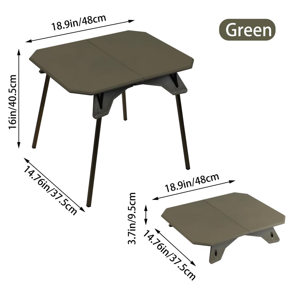 UoeRing Folding Camping Table,Outdoor Small Portable Aluminum Camp Table with Backpacking Carrying Bag for Camping Beach Picnic Grilling Hiking FishingTravel （Dark Green