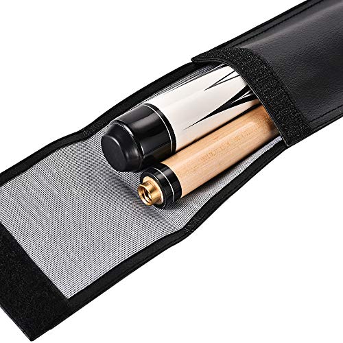 32" Black Leather Billiard Cue Case - Holds 1 Butt & 1 Shaft