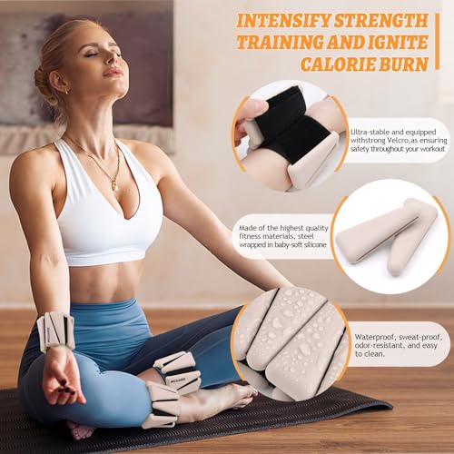 Adjustable Ankle Weights Set - 4 lb Pair (2 lb Each) for Workout, Yoga, Pilates