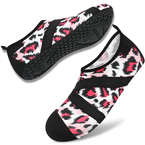 Water Shoes for Men & Women - Quick Dry Aqua Socks - Pink Pattern 10-11 Women/9-10 Men