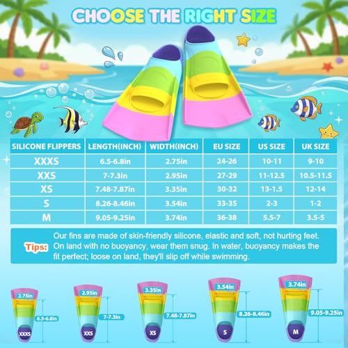 Gintenco Kids & Adults Swim Fins CH14 XXS (Jr 11-12.5) - Training & Lap Swimming