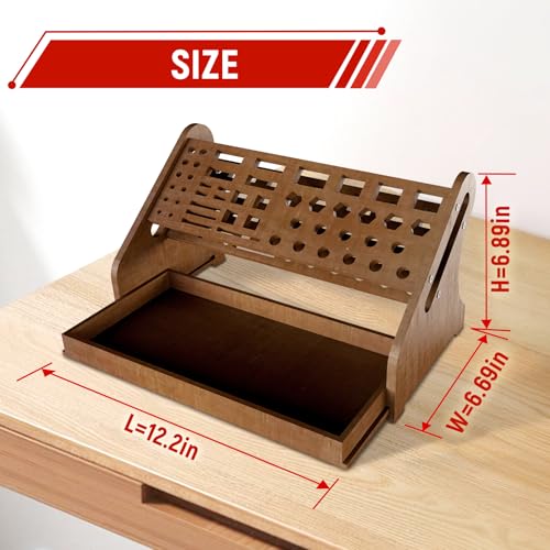 Bamboo Screwdriver Organizer Rack Desktop Hand Tool Stand Repair Tool Storage Holder Small Tool Storage Holder for Desk Top desktop tool organizer Suitable for studios/garages/DIY enthusiasts