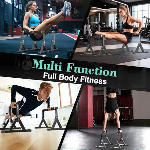 Wooden Parallel Bars 10-14" - Adjustable Height, 600LB Capacity for Home Gym