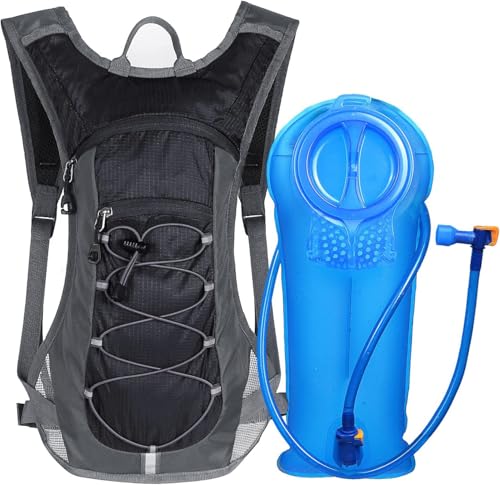Hydration Pack Backpack with 2L Bladder - Black for Hiking & Cycling