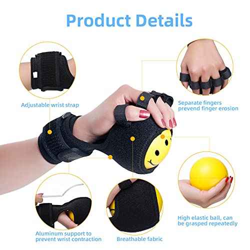 Anti-spasticity Ball Splint Hand Finger for Hand Stroke Hemiplegia Finger Recovery Spasm Dystonia Hemiplegia Finger Training Hand Functional Impairment for Children and Men and Women (Small)