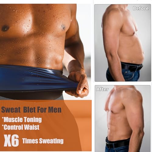 Waist Trimmer for Men Sauna Belt - Neoprene-Free, X-Large Blue