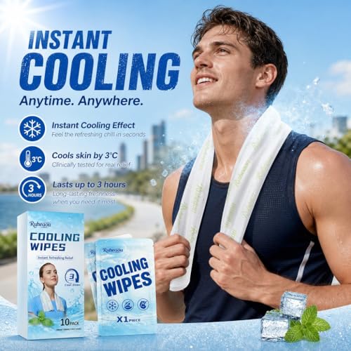 Herb Life 10-Pack Cooling Towels with Mint Scent — Instant Cold Relief for Outdoor Sports & Activities