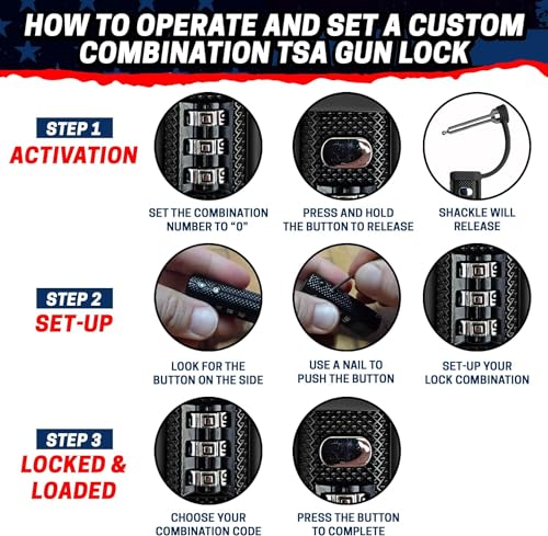 TSA Approved Heavy-Duty Gun Case Lock - Black, 2 Pack
