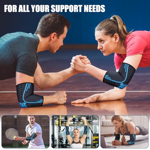 Elbow Brace Compression Sleeve - 2 Pack for Pain Relief & Support - Size S