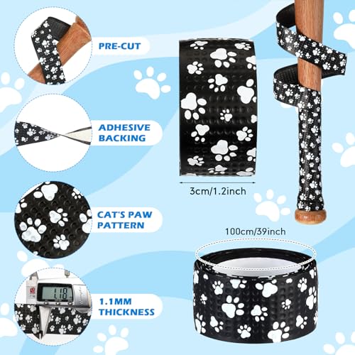 Non-Slip Bat Grip Tape for Baseball & Softball - 1.1mm - Black Paw