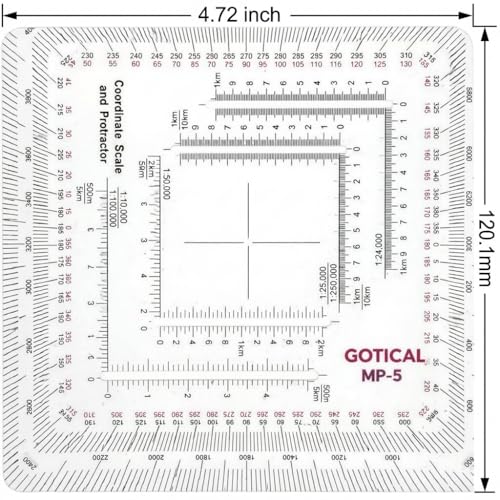 Military Grid Map Reading Tool with UTM & MGRS Scale for Land Navigation