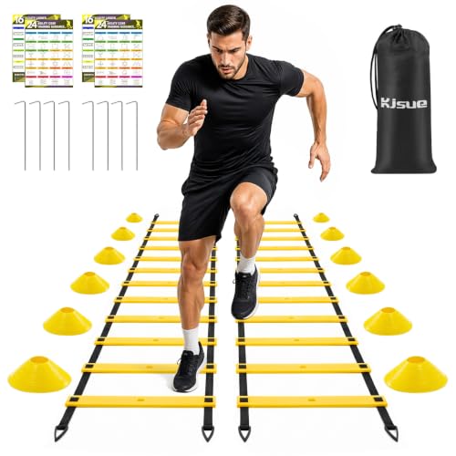 2-Pack Adjustable 20ft Agility Ladders with 12 Cones & Carry Bag