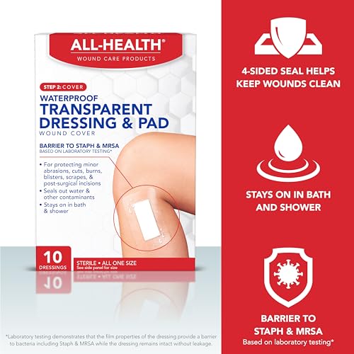 Waterproof Transparent Dressing Pad - 2.375" x 4", 10 Count