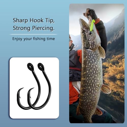 10PCS High-Carbon Steel Circle Fishing Hooks - 8/0 Size Barbed Hooks