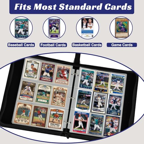 Baseball Card Binder 9-Pocket, Holds Up to 990 Cards with Removable Sleeves