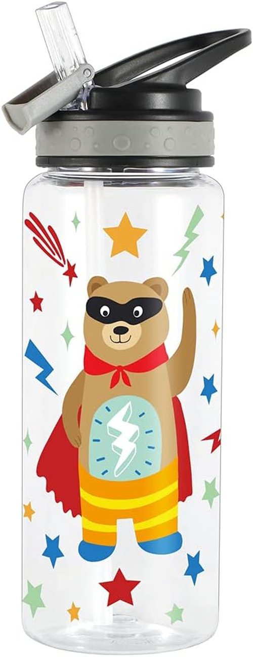 Home Tune 23oz Kids Water Bottle - BPA Free, Leak Proof Flip Straw, Easy Clean | Flash Bear Design