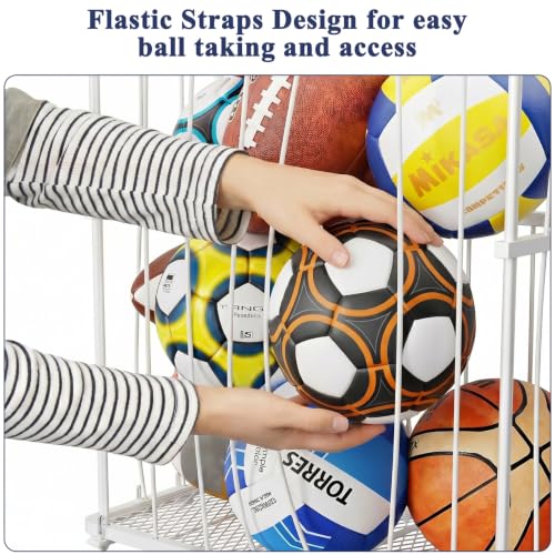 Wall-Mounted Ball Storage Rack for Basketball, Soccer & Volleyball