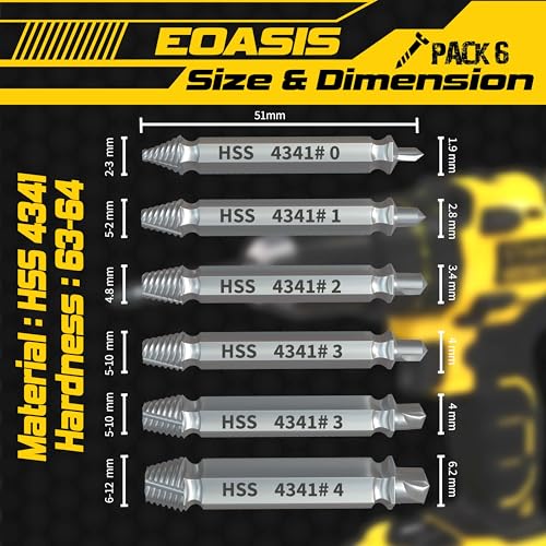 Gifts for Men ? Stripped Screw Extractor Set ? Father¡¯s Day Gifts from Wife, Daughter, & Son ? Easy Out Extractor Set for Nuts, Screws & Bolts ? Perfect Husband & Birthday Gifts (Silver (Pack of 6))