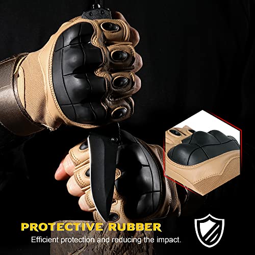 Tactical Fingerless Gloves - Breathable Anti-Slip - Brown Medium