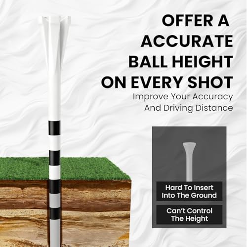 Extra Long Golf Tees - 4 Inch White Plastic Tees for Accurate Shots